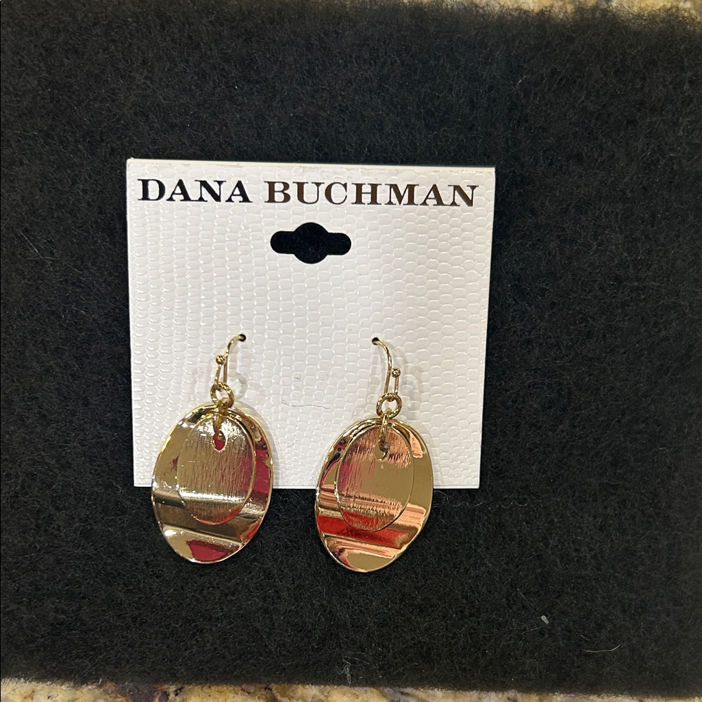 Nwt Dana Buchman Shiny Gold-Tone Oval Pierced Earrings 8$